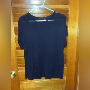 Tahari Black Short Sleeve Tee Crew Neck